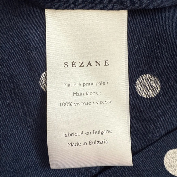 EUC Sézane Women’s Navy Polka Dot Blouse With Bow Sleeves “Lara Blouse” - Picture 8 of 10